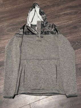 Legendary Whitetails Gray Hooded Pullover with Fair Isle Yoke